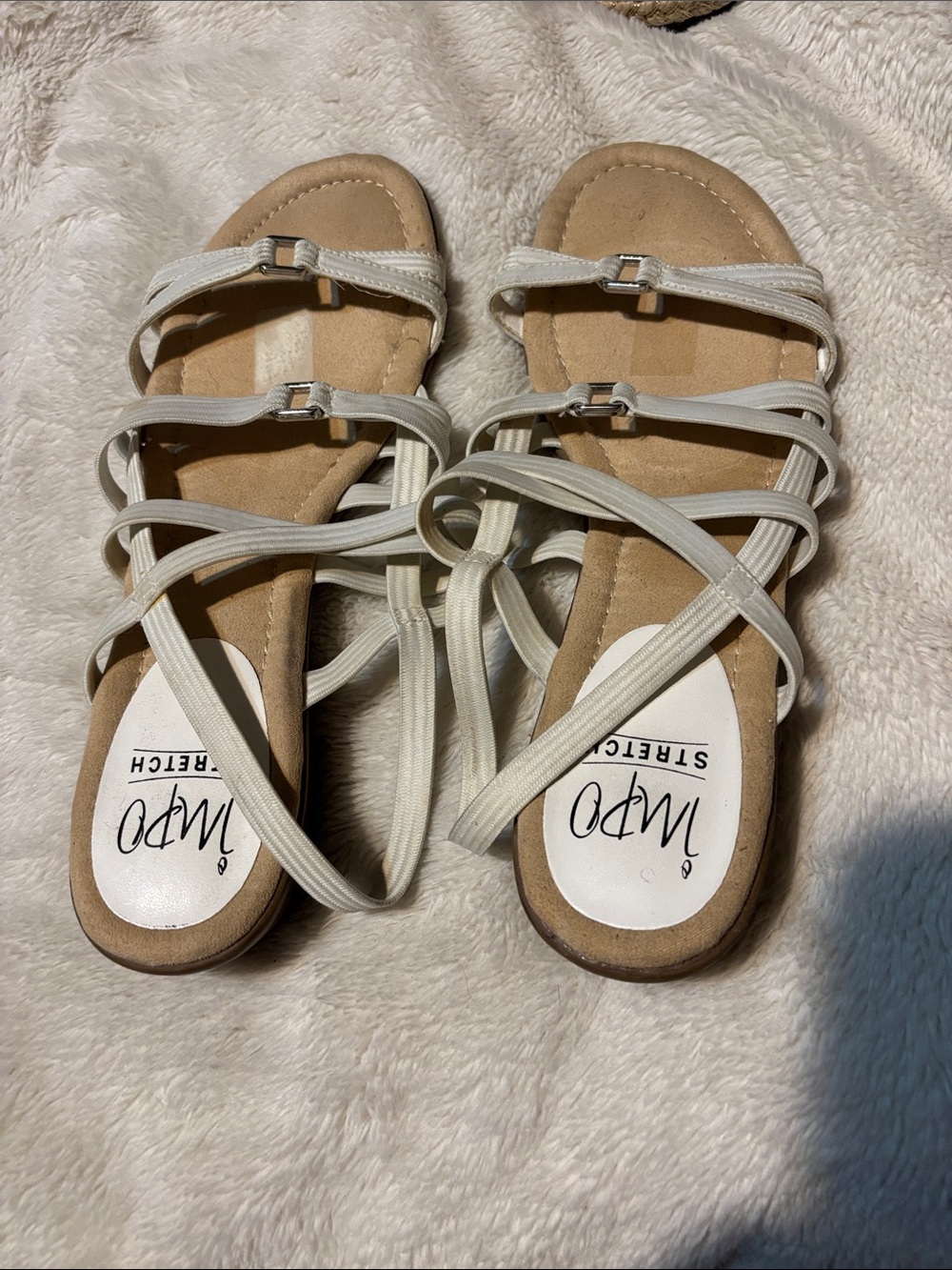 Impo White Strappy Lace-Up Flat Sandals
